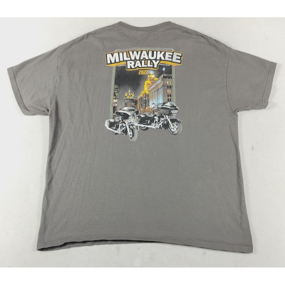 Milwaukee Rally Shirt Mens XL Gray 2022 Motorcycles Graphic Tee Biker City Moto